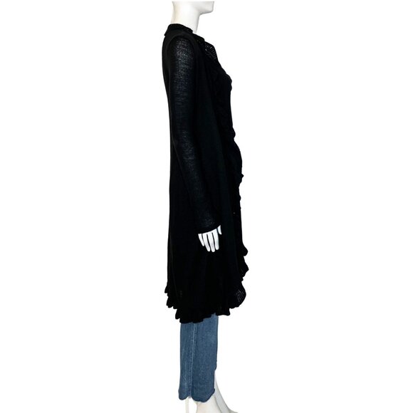Vintage Y2K Black Ruffle Duster Open Cardigan Sweater. S/M. Whimsigoth Festival - Picture 6 of 12